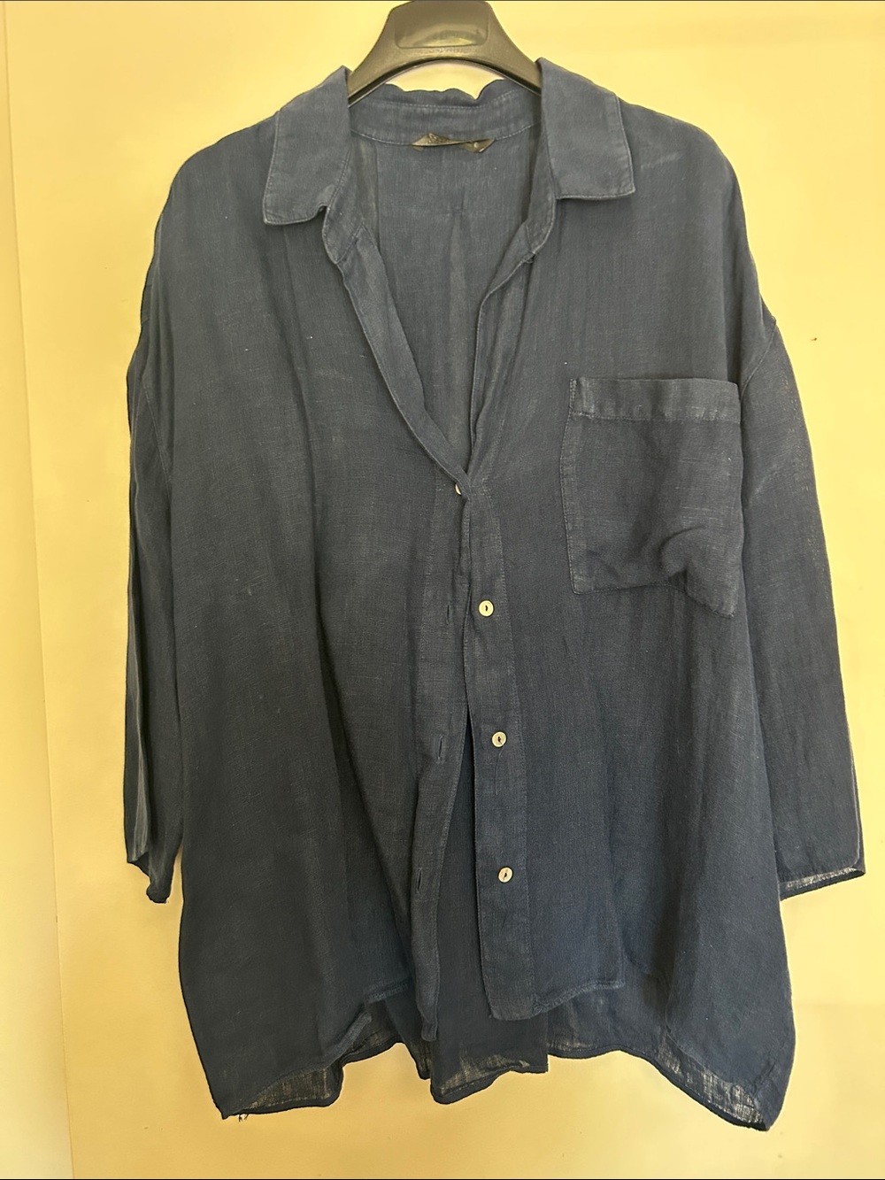Loose Navy Button-Up Shirt
